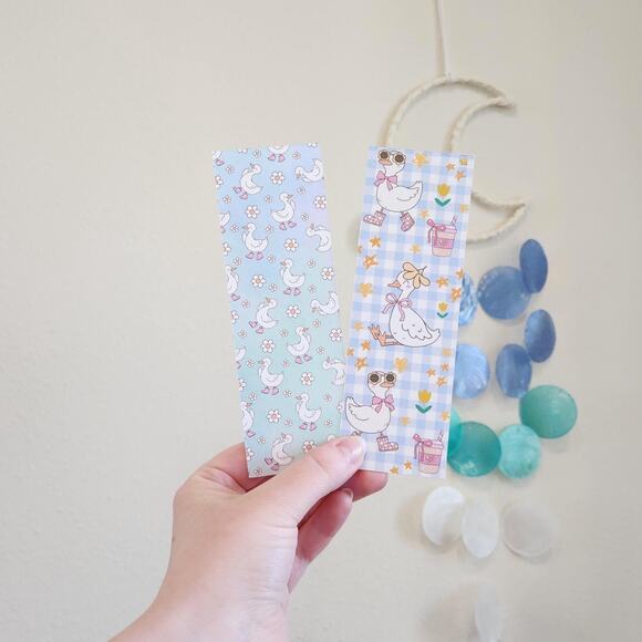 Groovy Goose Duo Bookmark Blue Pink Green Cute Sassy Geese Funny Bookish Gift - Picture 4 of 8
